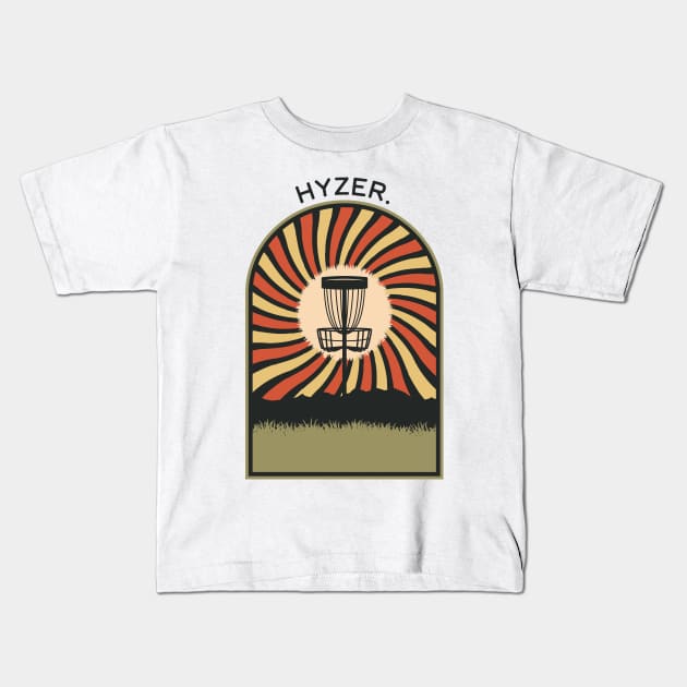 Hyzer | Disc Golf Vintage Retro Arch Mountains Kids T-Shirt by KlehmInTime